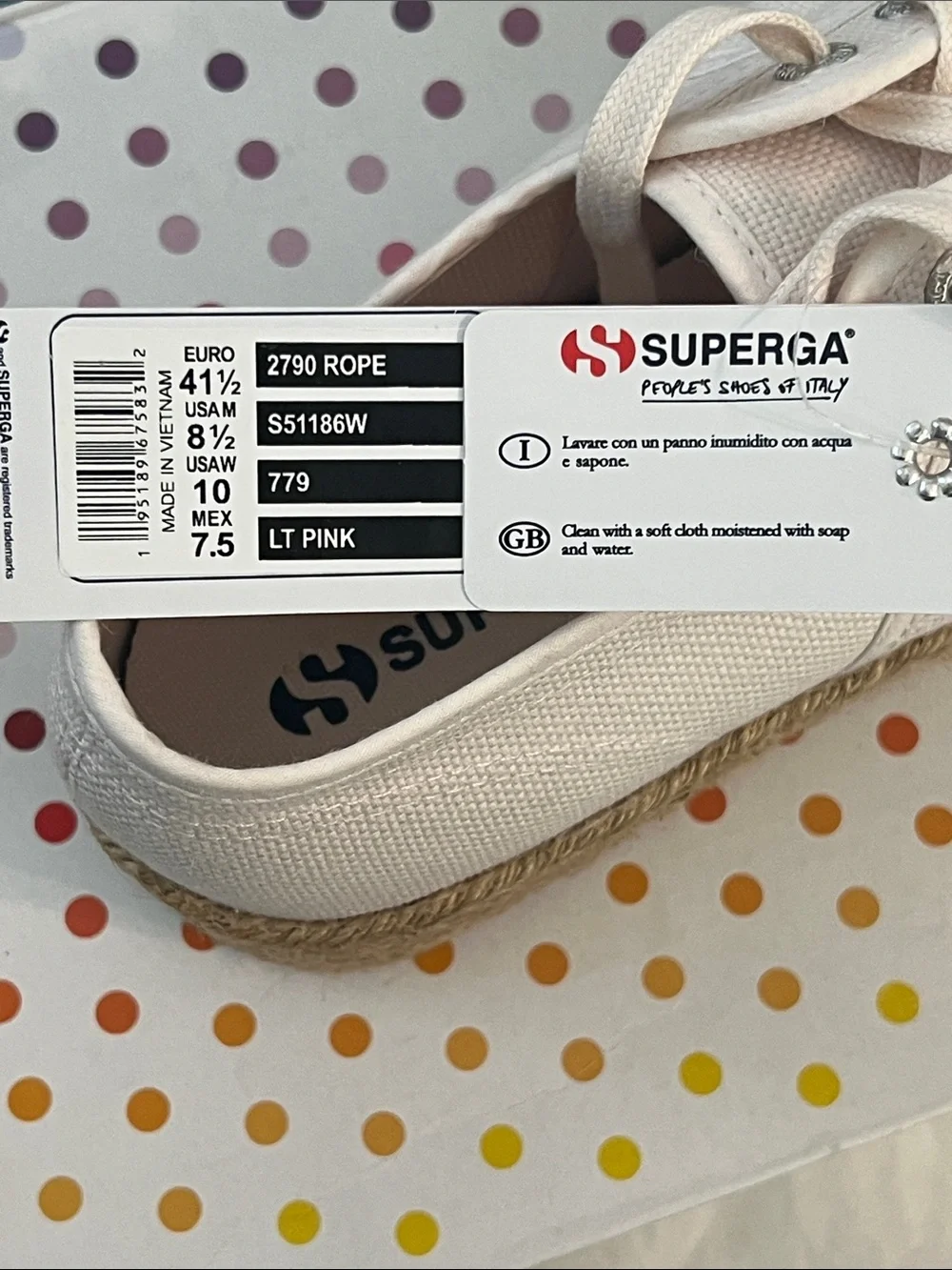 NWT Superga 2790 Rope Platform Espadrille Sneakers Light Pink Size 10